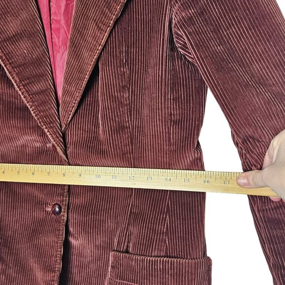 Patty Woodard Vintage Burgundy Corduroy Blazer Jacket With Notched Lapels‎ M - Picture 8 of 10